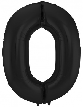 Folienballon Ziffer / Zahl 0 Schwarz Metallic Matt - 86 cm