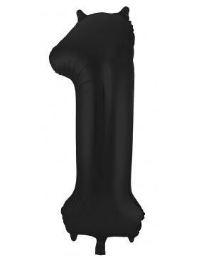 Folienballon Ziffer / Zahl 1 Schwarz Metallic Matt - 86 cm
