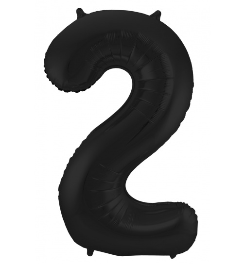 Folienballon Ziffer / Zahl 2 Schwarz Metallic Matt - 86 cm