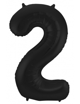 Folienballon Ziffer / Zahl 2 Schwarz Metallic Matt - 86 cm