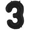 Folienballon Ziffer / Zahl 3 Schwarz Metallic Matt - 86 cm