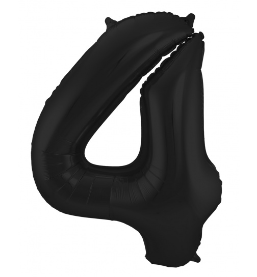 Folienballon Ziffer / Zahl 4 Schwarz Metallic Matt - 86 cm