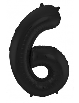 Folienballon Ziffer / Zahl 6 Schwarz Metallic Matt - 86 cm