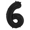 Folienballon Ziffer / Zahl 6 Schwarz Metallic Matt - 86 cm