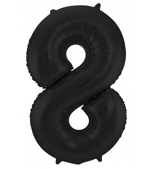 Folienballon Ziffer / Zahl 8 Schwarz Metallic Matt - 86 cm