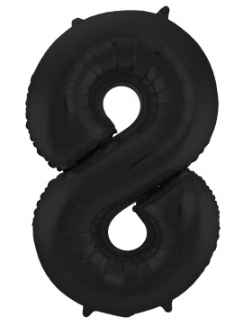 Folienballon Ziffer / Zahl 8 Schwarz Metallic Matt - 86 cm