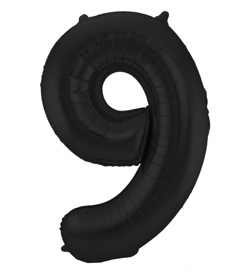 Folienballon Ziffer / Zahl 9 Schwarz Metallic Matt - 86 cm