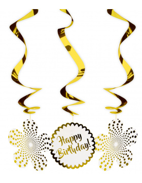 HBD Luxury Gold Hängedeko - 3 Stück