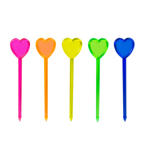 Mehrfarbige Partypicker Herz 8,5cm - 24 Stück