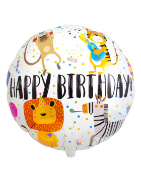 Folienballon Happy Birthday! Tiere - 45cm