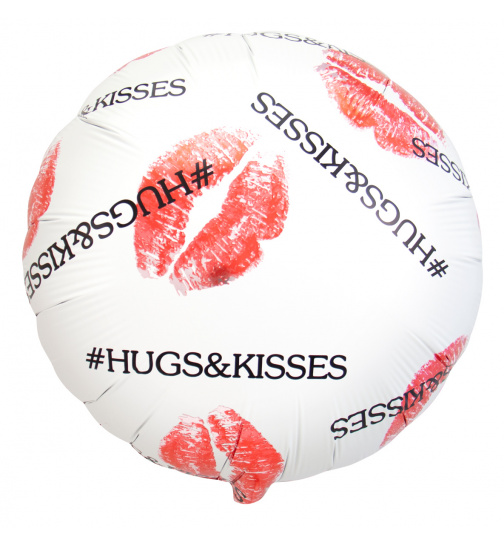Folienballon  # Hugs & kisses Weiß - 45cm