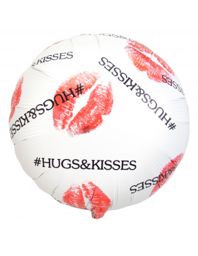 Folienballon  # Hugs & kisses Weiß - 45cm