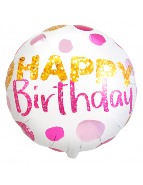 Folienballon Happy Birthday! mit Punkten - 45cm