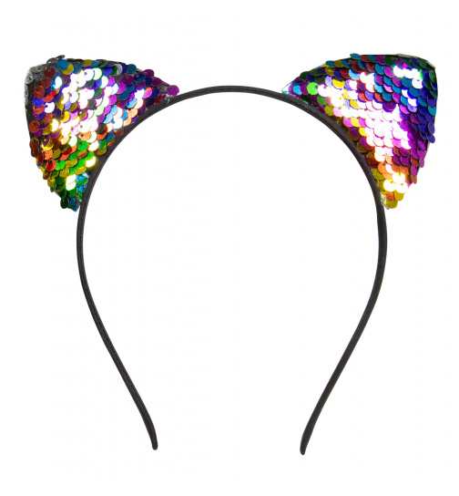 Haarreif Katze Reversible Pailletten Mehrfarbig