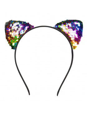 Haarreif Katze Reversible Pailletten Mehrfarbig