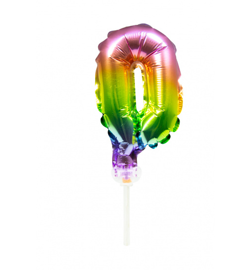 Folienballon Tortendeko Regenbogen Zahl 0 - 13cm