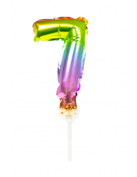 Folienballon Tortendeko Regenbogen Zahl 7 - 13cm