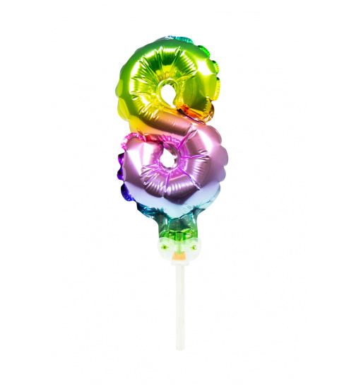 Folienballon Tortendeko Regenbogen Zahl 8 - 13cm