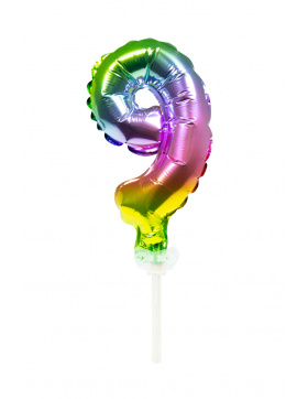 Folienballon Tortendeko Regenbogen Zahl 9 - 13cm