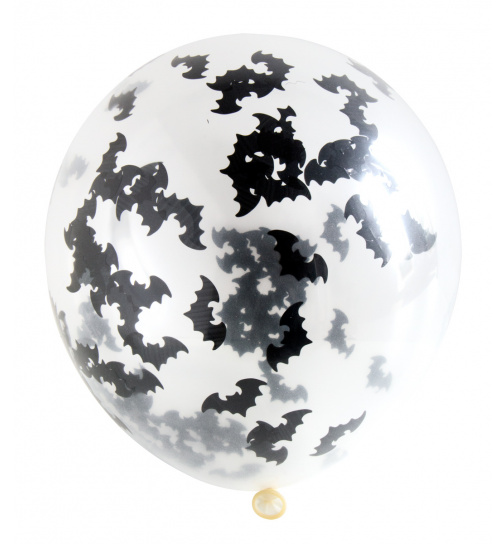 Ballons mit Fledermaus Konfetti 30 cm - 4 Stück