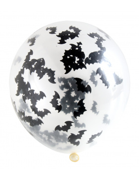 Ballons mit Fledermaus Konfetti 30 cm - 4 Stück