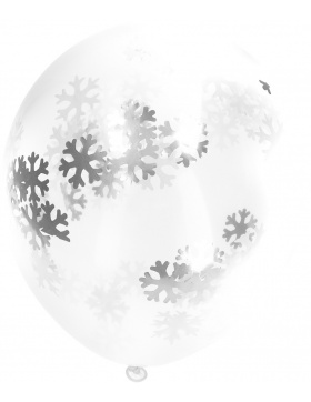 Ballons mit Schneeflocken Konfetti 30 cm - 4 Stück
