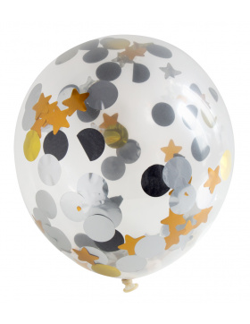 Ballons mit Punkte und Sterne Konfetti 30 cm - 4 Stück
