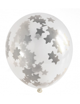 Ballons mit Sterne Konfetti 30 cm und Quastenpendel...