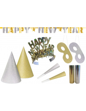 Partypaket Happy New Year Glitter - 27-teilig