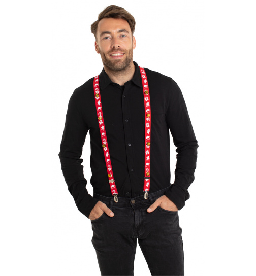 Hosenträger Weihnachten mit Glöckchen Rot