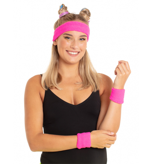 Schweißbänder Neonpink - 3 Stück