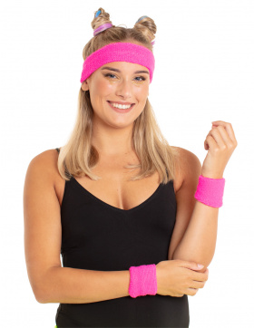 Schweißbänder Neonpink - 3 Stück