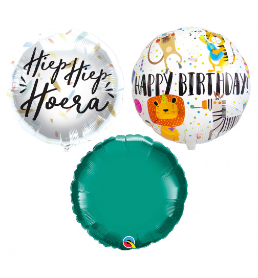 Blumenstrauß-Folienballons - "Happy Birthday“-Tiere – 3 Stück