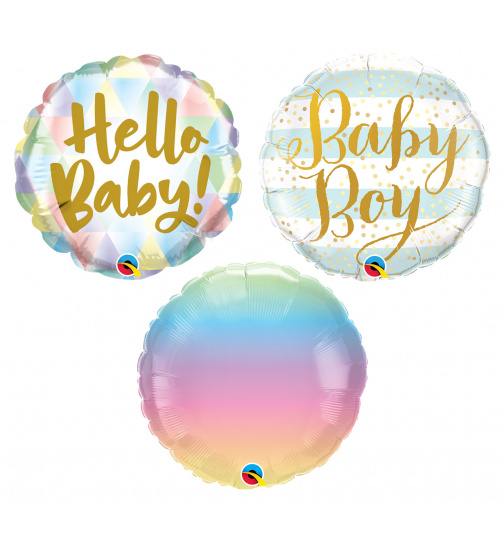 Blumenstrauß-Folienballons - Hello Baby Boy - 3 Stück