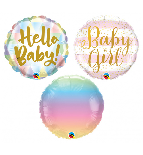 Blumenstrauß-Folienballons - Hello Baby Girl - 3 Stück