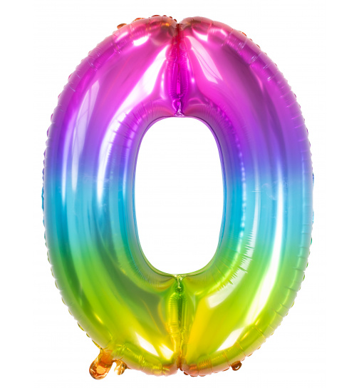 Folienballon Zahl 0 Yummy Gummy Rainbow - 81 cm