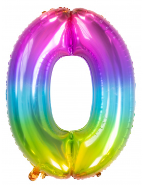 Folienballon Zahl 0 Yummy Gummy Rainbow - 81 cm
