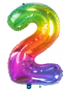 Folienballon Folienballon Zahl 2 Yummy Gummy Rainbow - 81 cm