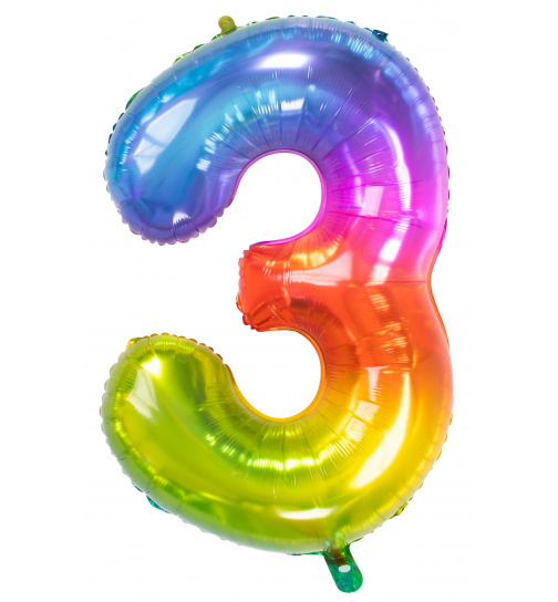 Folienballon Zahl 3 Yummy Gummy Rainbow - 81 cm