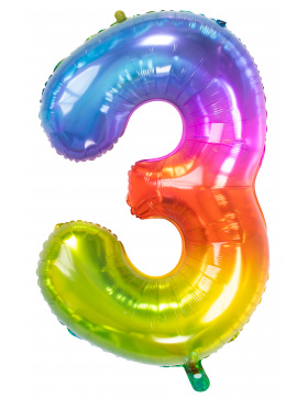 Folienballon Zahl 3 Yummy Gummy Rainbow - 81 cm