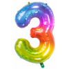 Folienballon Zahl 3 Yummy Gummy Rainbow - 81 cm