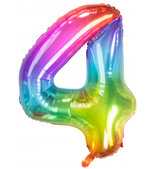 Folienballon Zahl 4 Yummy Gummy Rainbow - 81 cm