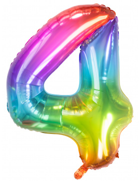 Folienballon Zahl 4 Yummy Gummy Rainbow - 81 cm