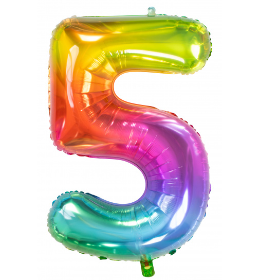 Folienballon Zahl 5 Yummy Gummy Rainbow - 81 cm