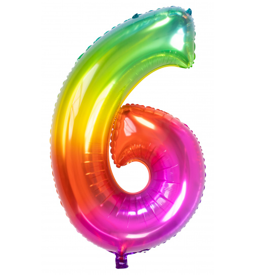 Folienballon Zahl 6 Folienballon Yummy Gummy Rainbow - 81 cm