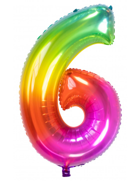 Folienballon Zahl 6 Folienballon Yummy Gummy Rainbow - 81 cm