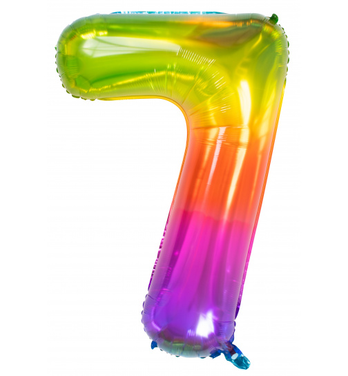 Folienballon Zahl 7 Yummy Gummy Rainbow - 81 cm