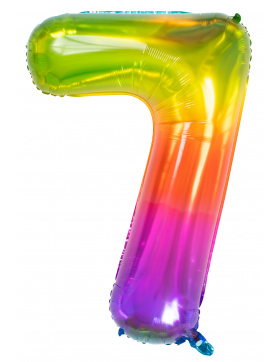 Folienballon Zahl 7 Yummy Gummy Rainbow - 81 cm