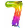 Folienballon Zahl 7 Yummy Gummy Rainbow - 81 cm