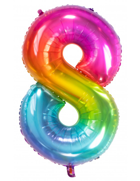 Folienballon Zahl 8 Yummy Gummy Rainbow - 81 cm